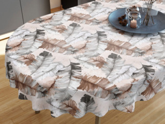 Față de masă decorativă LONETA - model 543 pene gri și maro - ovală
