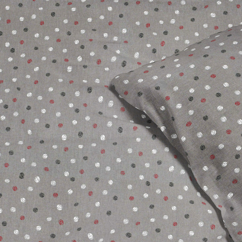 Lenjerie de pat din 100% bumbac - buline colorate pe gri închis