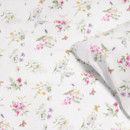 Lenjerie de pat 100% pânză de bumbac - flori de câmp colorate pe alb