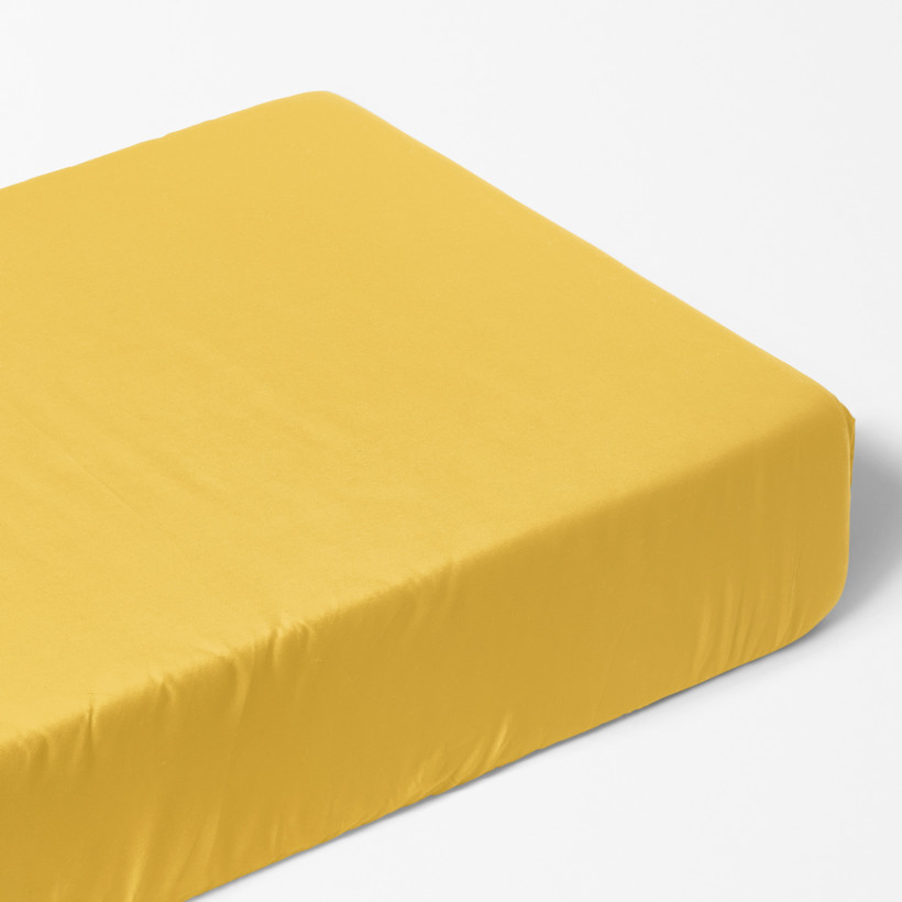 Cearceaf de pat 100% bumbac cu elastic - galben-miere