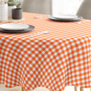 Față de masă decorativă MENORCA - model 007 carouri în portocaliu și alb - ovală