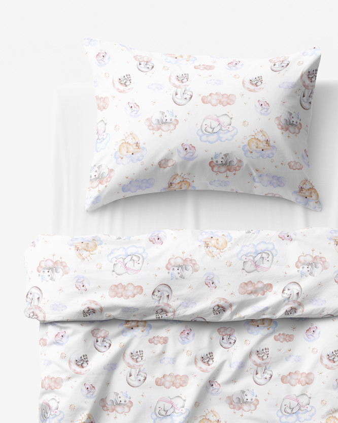 Lenjerie de pat pentru copii din 100% bumbac - animale dormind