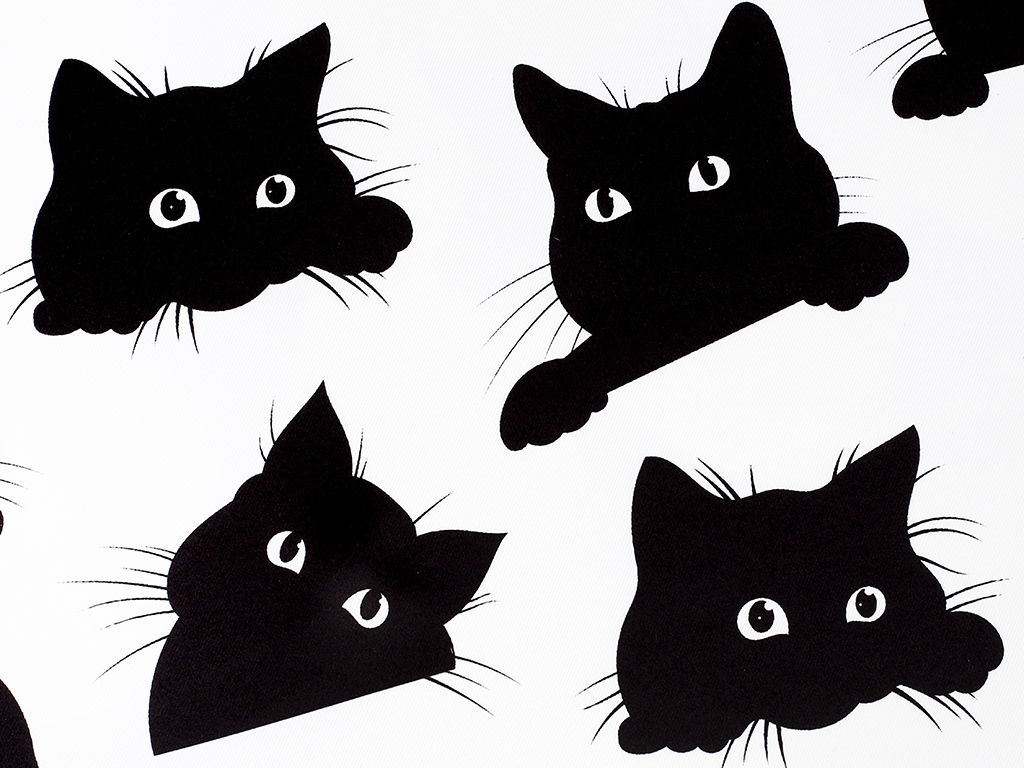 Țesătură blackout BL-56 - model de pisici neagre pe alb
