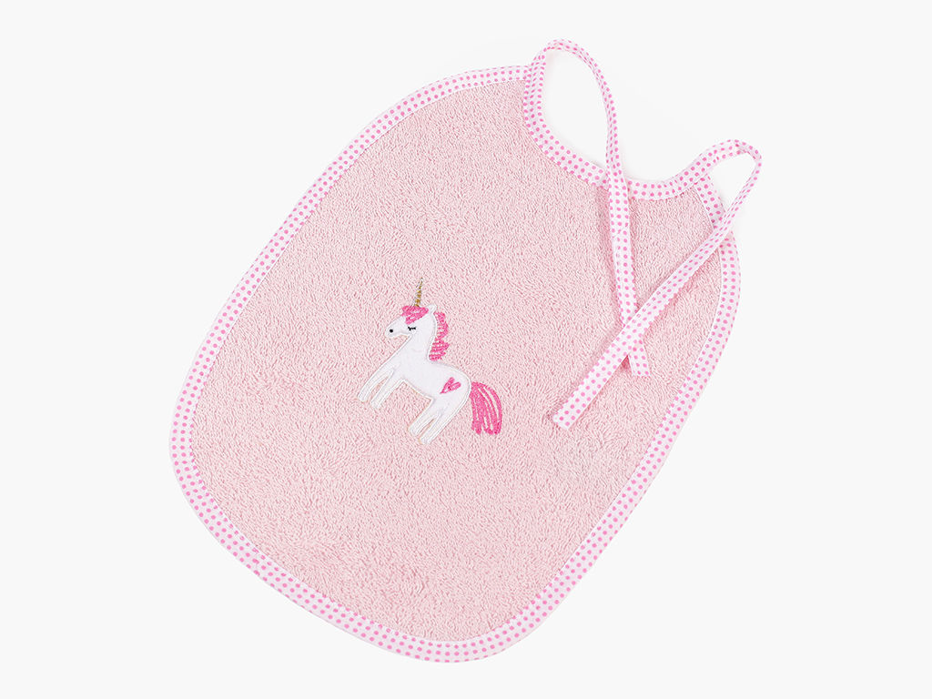 Bavetă pentru copii LILI - roz model unicorn