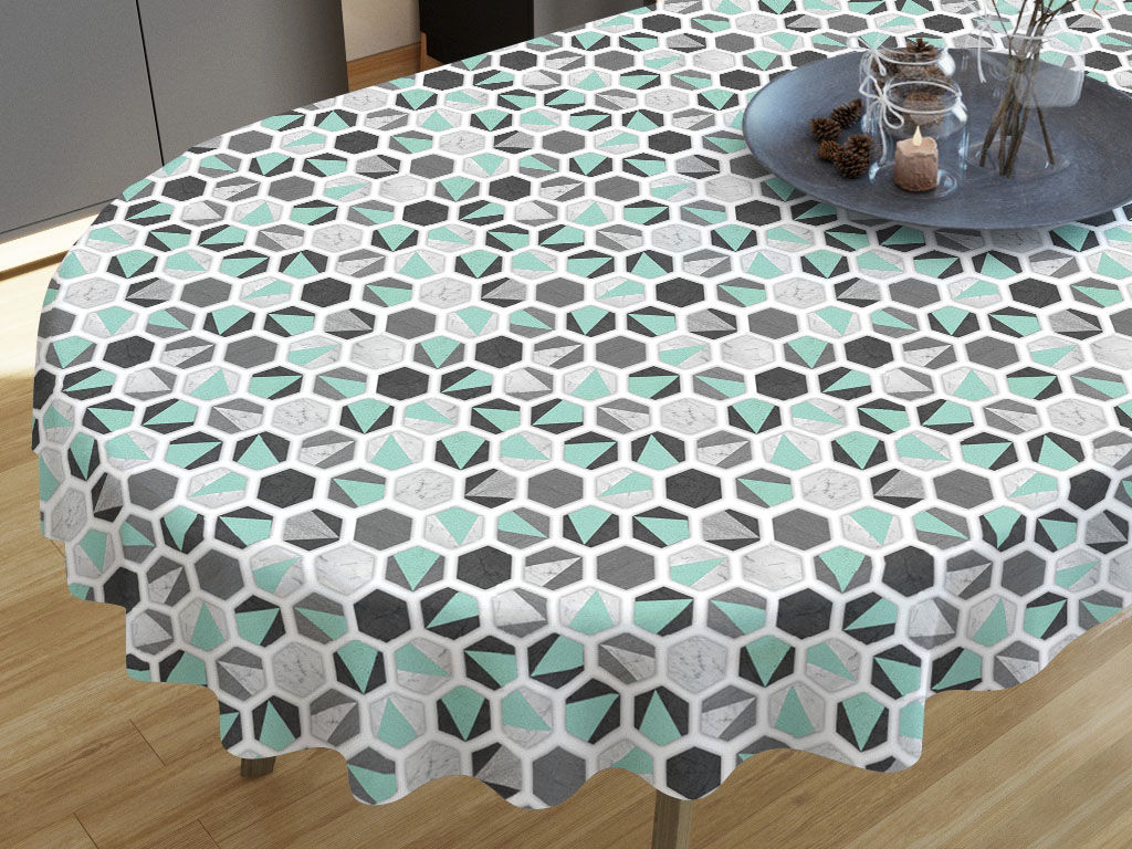 Față de masă decorativă  LONETA - hexagon mentă - ovală