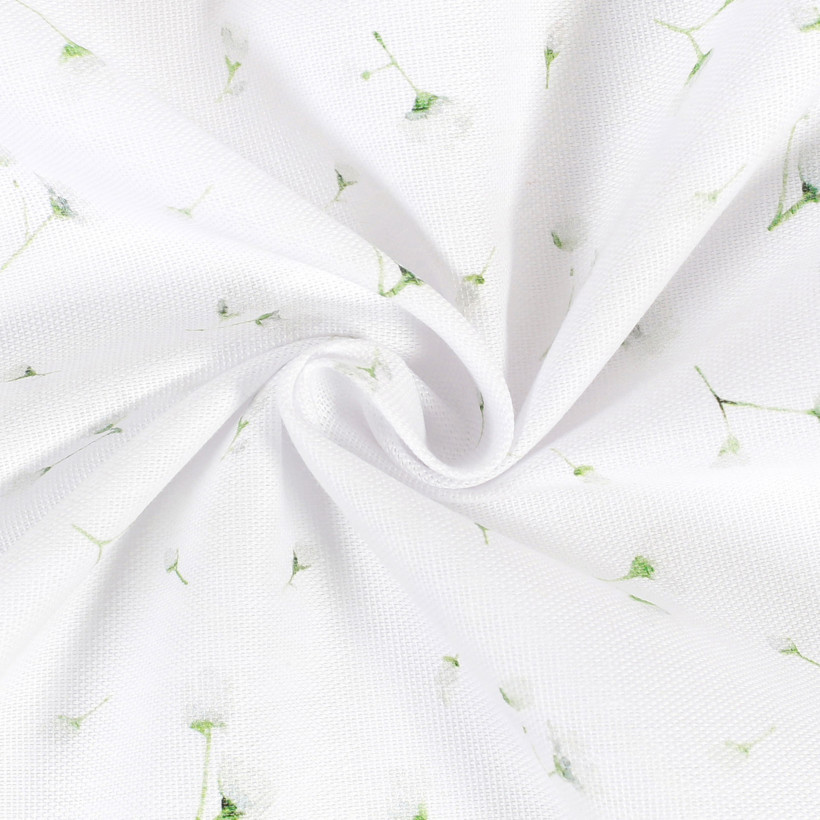Țesătură decorativă LONETA - flori mici pe alb