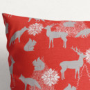 Față de pernă decorativă LONETA - model 427 de Crăciun - animale sălbatice pe roșu