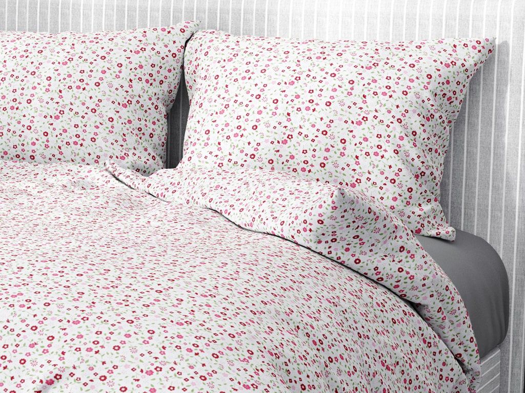 Lenjerie de pat din 100% bumbac - flori roz pictate