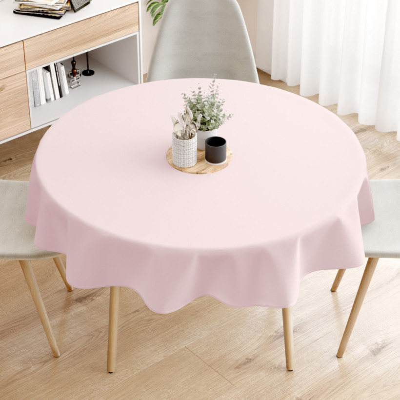 Față de masă 100% bumbac roz pudră - rotundă
