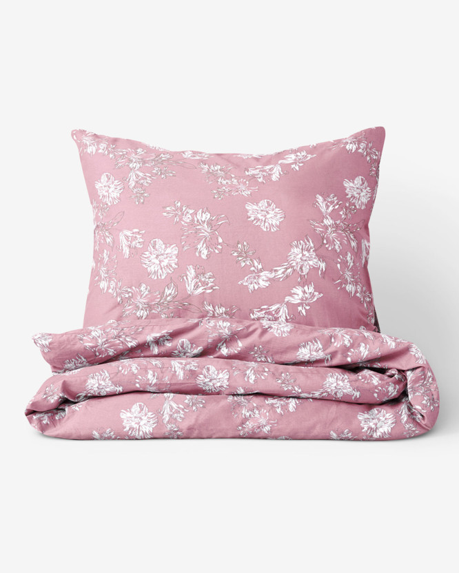 Lenjerie de pat de lux din bumbac satinat - crini pe roz