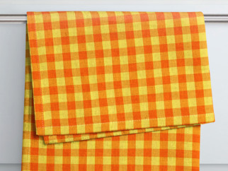 Prosop de bucătărie din bumbac KANAFAS - model 063 carouri mici în galben-portocaliu