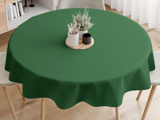 Față de masă din bumbac - verde închis - rotundă