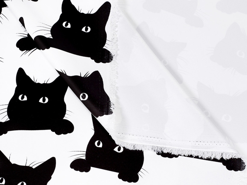 Țesătură blackout BL-56 - model de pisici neagre pe alb