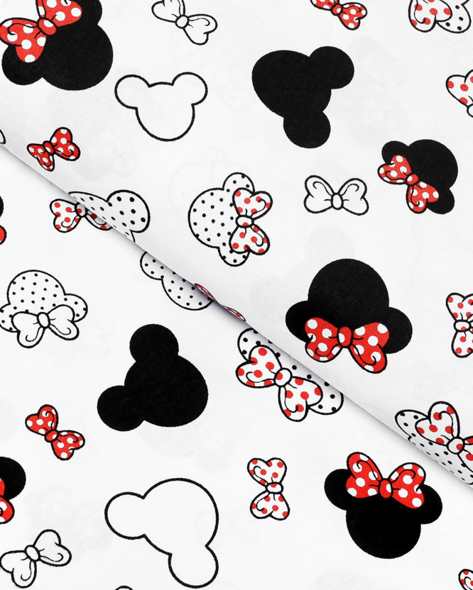 Țesătură din bumbac 100% SIMONA - Mickey Mouse cu fundiță