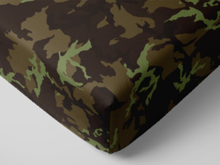 Cearceaf de pat din bumbac cu elastic - model 1078 camuflaj maro