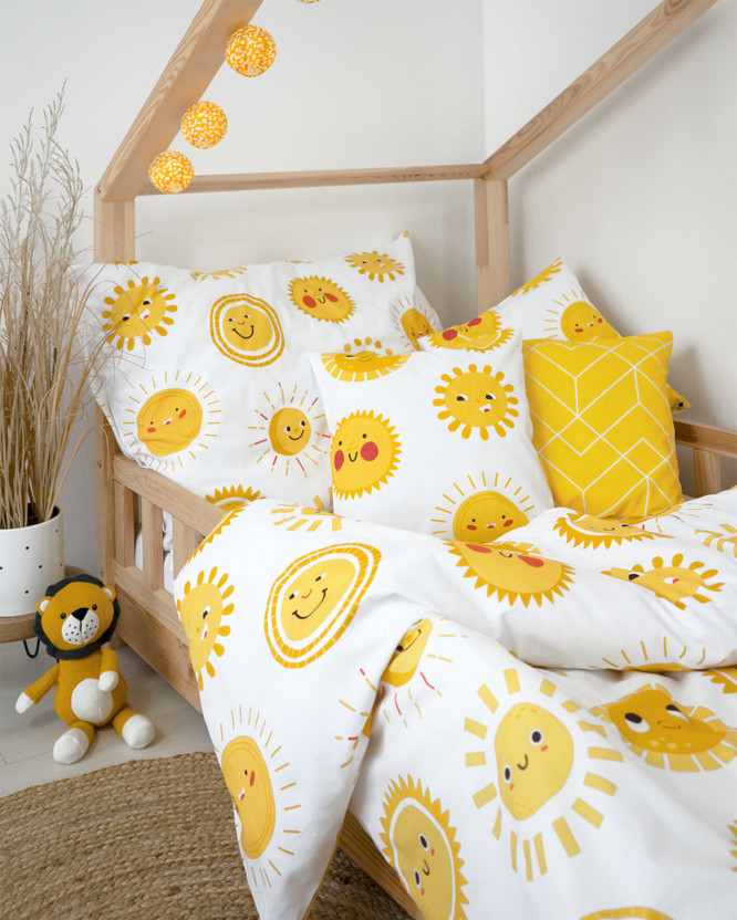 Lenjerie de pat pentru copii din 100% bumbac - soarele zâmbitor