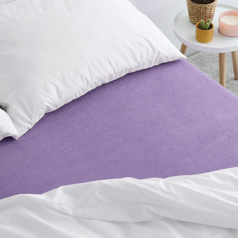 Cearceaf de pat din terry pentru saltele înalte - violet