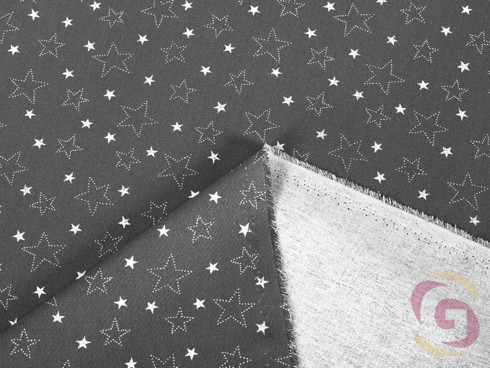 Țesătură din bumbac 100% SIMONA - model x-17 - steluțe albe pe gri - la metru - lățime 150 cm