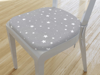 Pernă pentru scaun din bumbac colțuri rotunde 39x37cm - model 513 - steluțe albe pe gri deschis