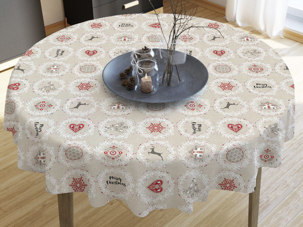 Față de masă decorativă LONETA - model 332 MERRY CHRISTMAS - rotundă