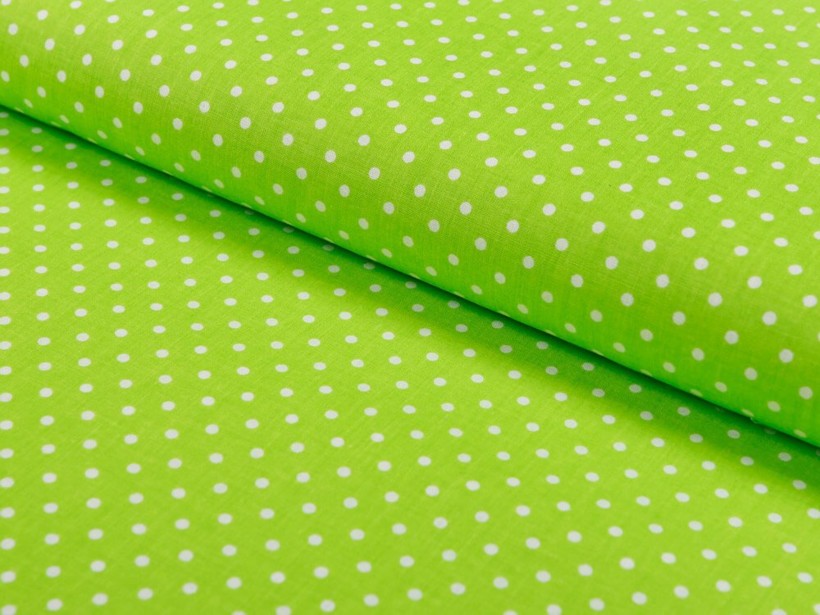 Țesătură din bumbac 100% SIMONA - puncte albe pe verde