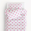 Lenjerie de pat pentru copii din 100% bumbac - model 510 - inimioare roz și albe pe gri