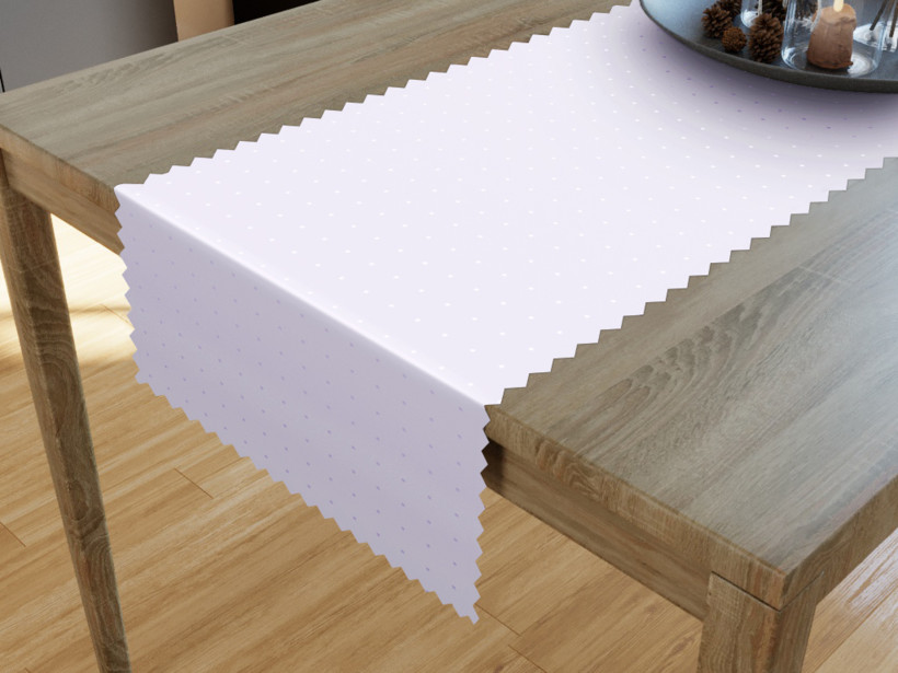 Napron de masă teflonat exclusiv - model 092 -  alb cu nuanță violet și pătrățele lucioase