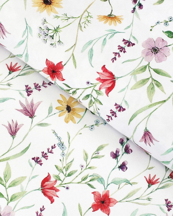 Țesătură teflonată pentru fețe de masă - flori colorate de primăvară