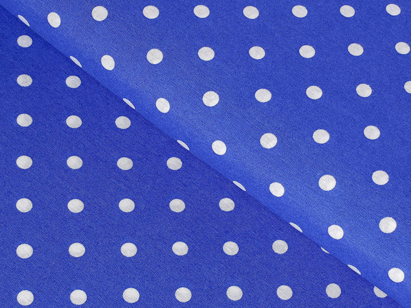 Tesătură decorativă LONETA - puncte albe pe albastru închis