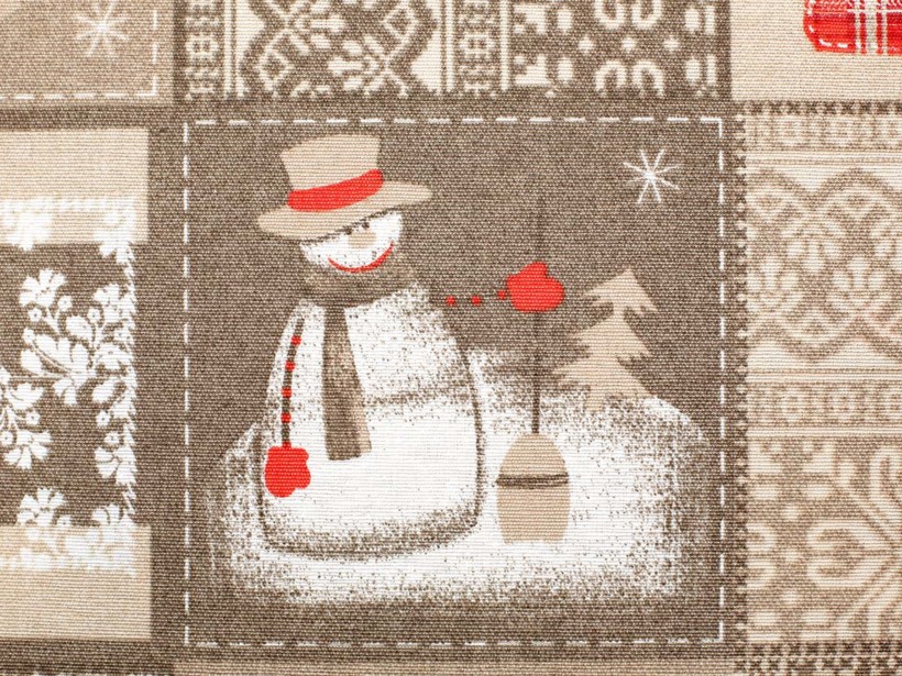 Țesătură decorativă de Crăciun LONETA - oameni de zăpadă