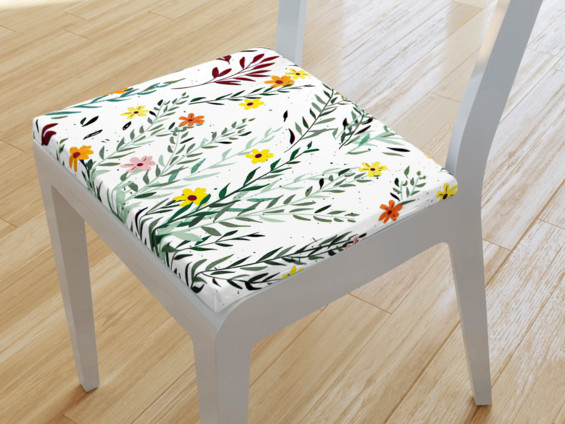 Pernă pentru scaun 38x38 cm - model 061 flori și frunze pictate