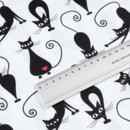 Tesătură din bumbac 100% SIMONA - pisici negre pe alb - metraj lătime 145 cm