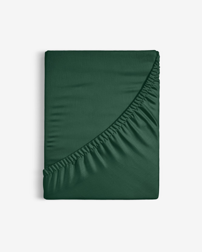 Cearceaf de pat 100% bumbac cu elastic - verde închis