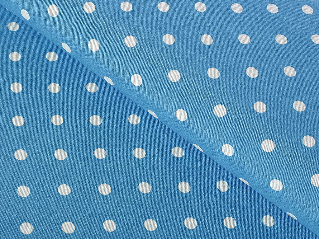Țesătură decorativă LONETA - puncte albe pe albastru