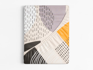 Cearceaf de pat cu elastic din 100% bumbac - forme abstracte colorate