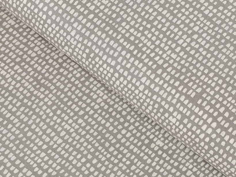Țesătură din bumbac 100% SIMONA - forme mici albe pe gri