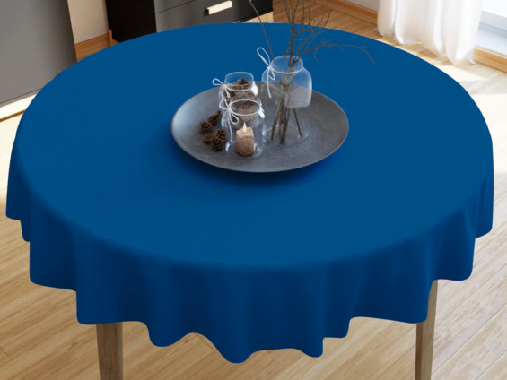 Față de masă din bumbac albastru regal - rotundă