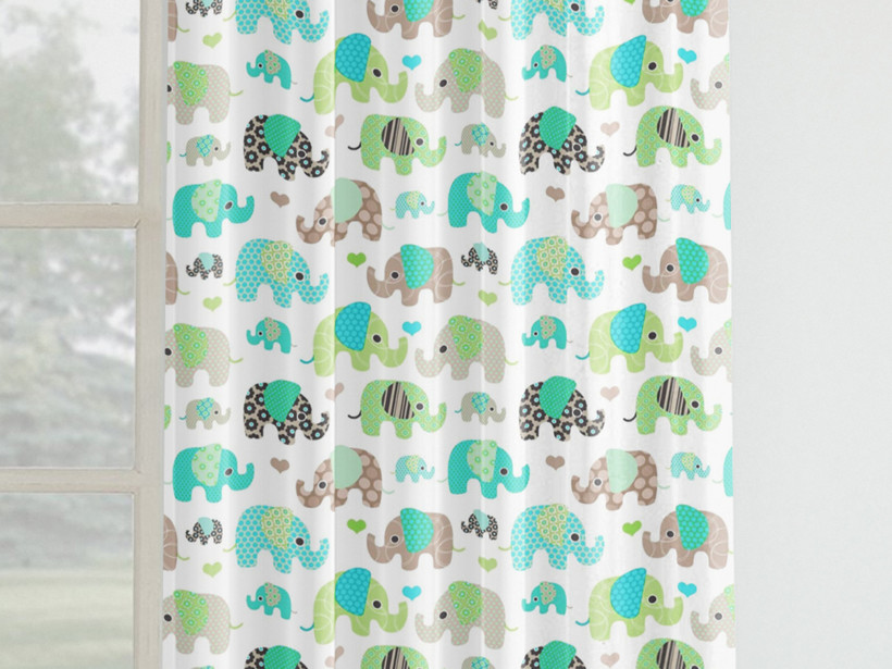 Draperie din bumbac - elefanți colorați