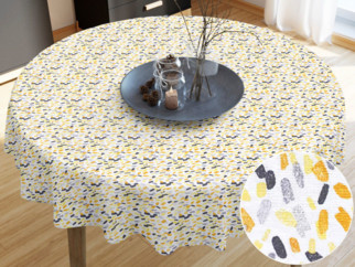 Față de masă decorativă LONETA - model 501 forme mici colorate pe alb - rotundă