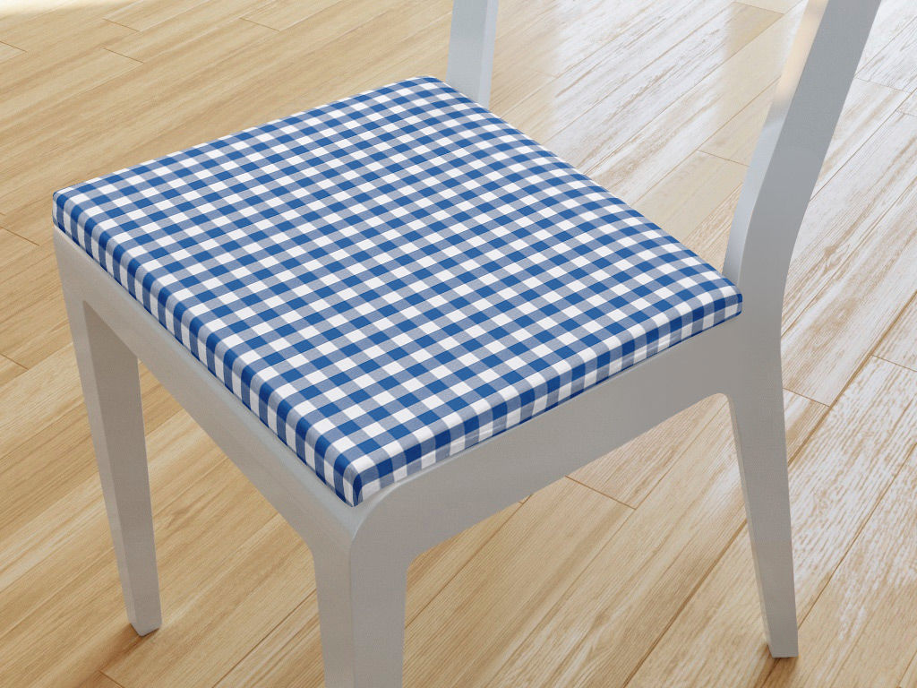 Pernă pentru scaun 38x38 cm - KANAFAS - carouri mici albastre și albe