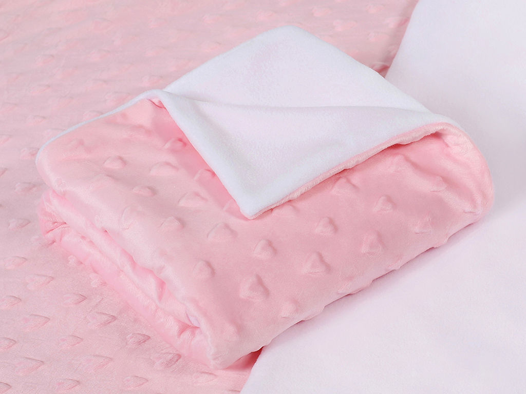 Pătură pentru copii MINKY - inimioare roz - 75x100 cm