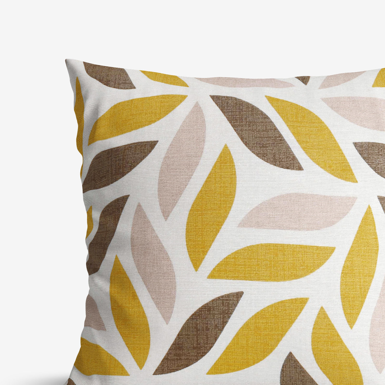 Față de pernă decorativă LONETA - frunze geometrice aurii și maro