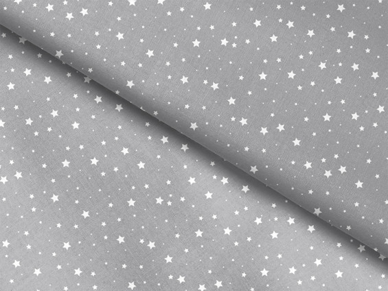 Țesătură din bumbac 100% SIMONA - model 513 - steluțe albe pe gri deschis - la metru - lățime 160 cm