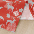 Napron de masă LONETA - model 427 de Crăciun - animale sălbatice pe roșu