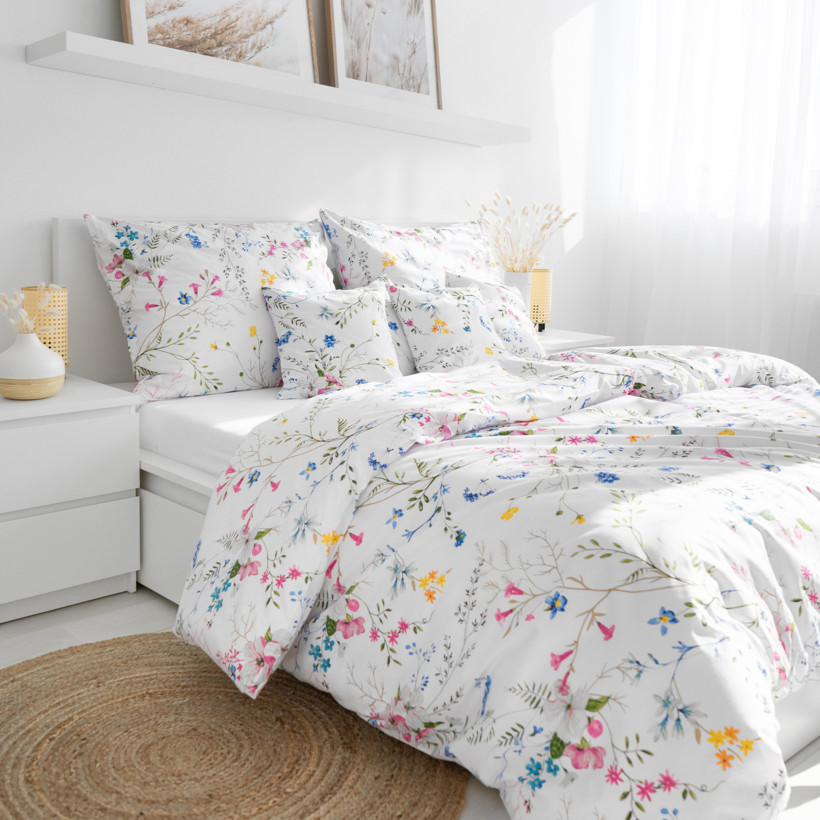 Lenjerie de pat din 100% bumbac - flori de pajiște pictate