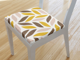 Pernă pentru scaun 38x38 cm - LONETA - model 544 frunze geometrice aurii și maro