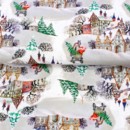 Țesătură decorativă LONETA - model 436 de Crăciun - sat înzăpezit - lățime 140, 280 cm