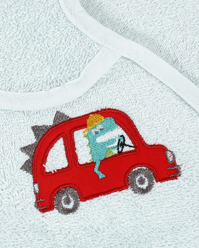 Bavetă pentru copii LILI - albastru deschis - dinozaur în mașină