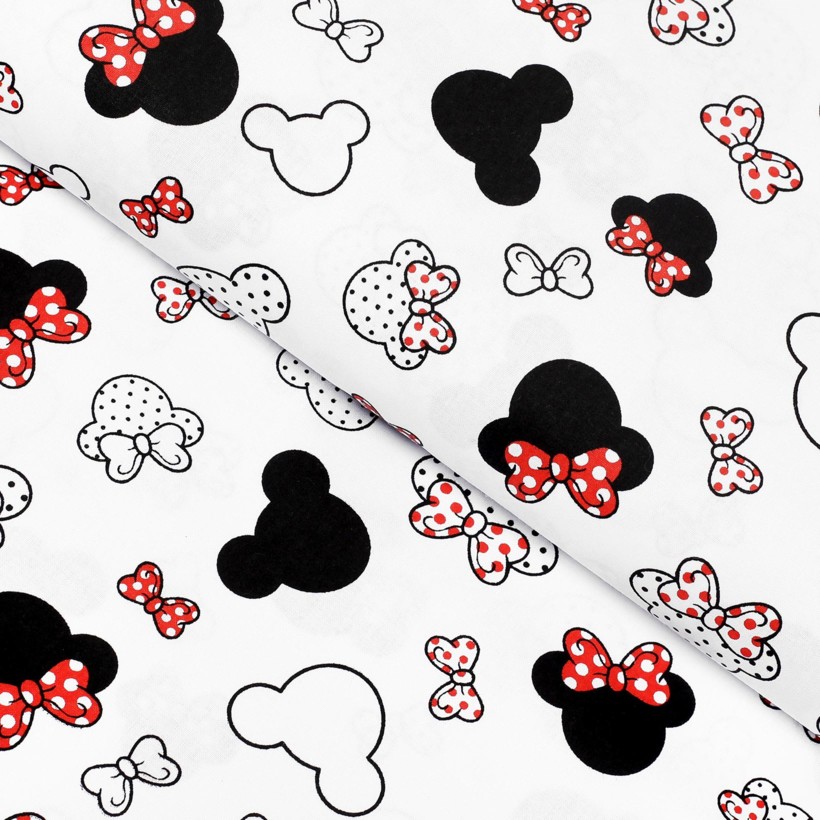 Țesătură din bumbac 100% SIMONA - Mickey Mouse cu fundiță