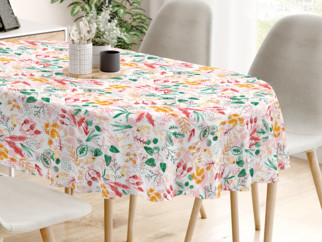 Față de masă decorativă  LONETA - model 538 frunze colorate - ovală